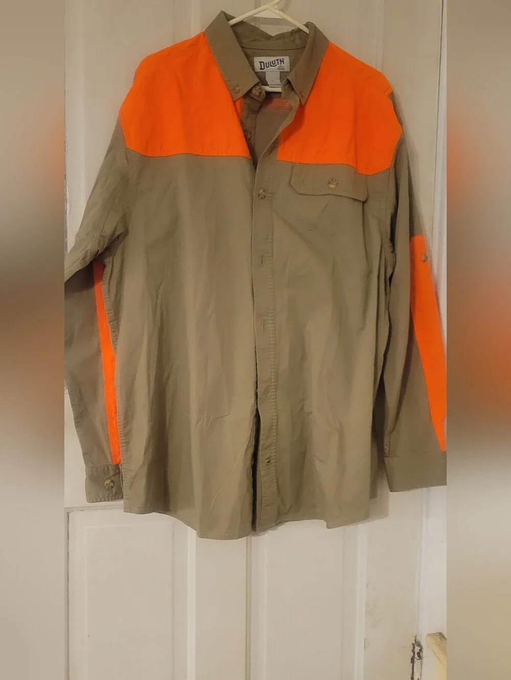 Duluth Trading Co Orange and Tan Lightweight Hunting  Shirt Jacket